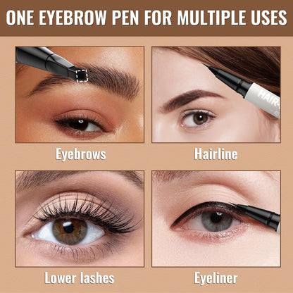 Eyebrow Pen - Eyebrow Pencil,2-In-1 Eyeliner Dual-Ended Brush-Tip Microblading 4D Eyebrow Pencils for Women,Long Lasting Waterproof Hair-Like Brow Pencil,With Eyebrow Brush,Darkbrown