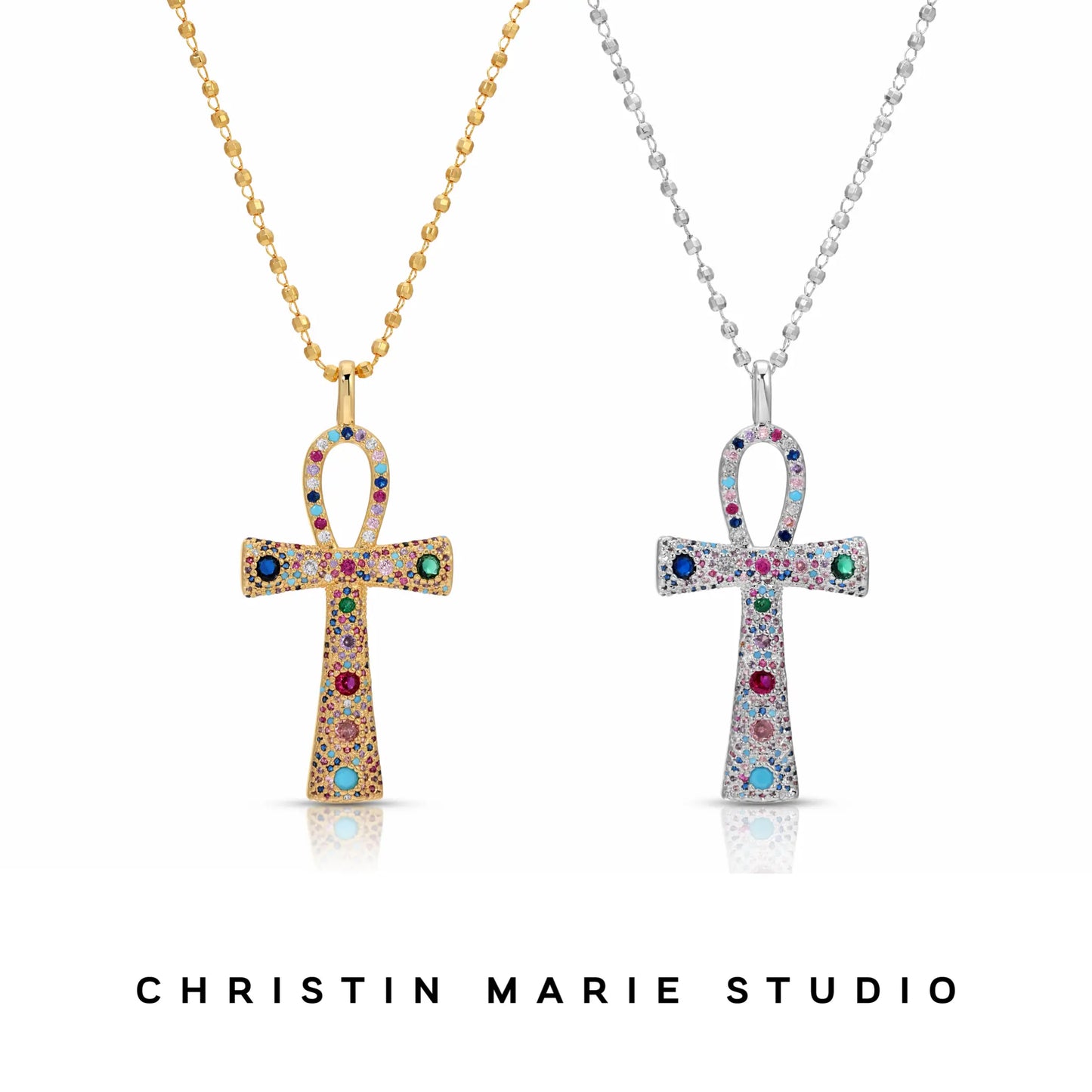 Icy Ankh Necklace (Multicolor)